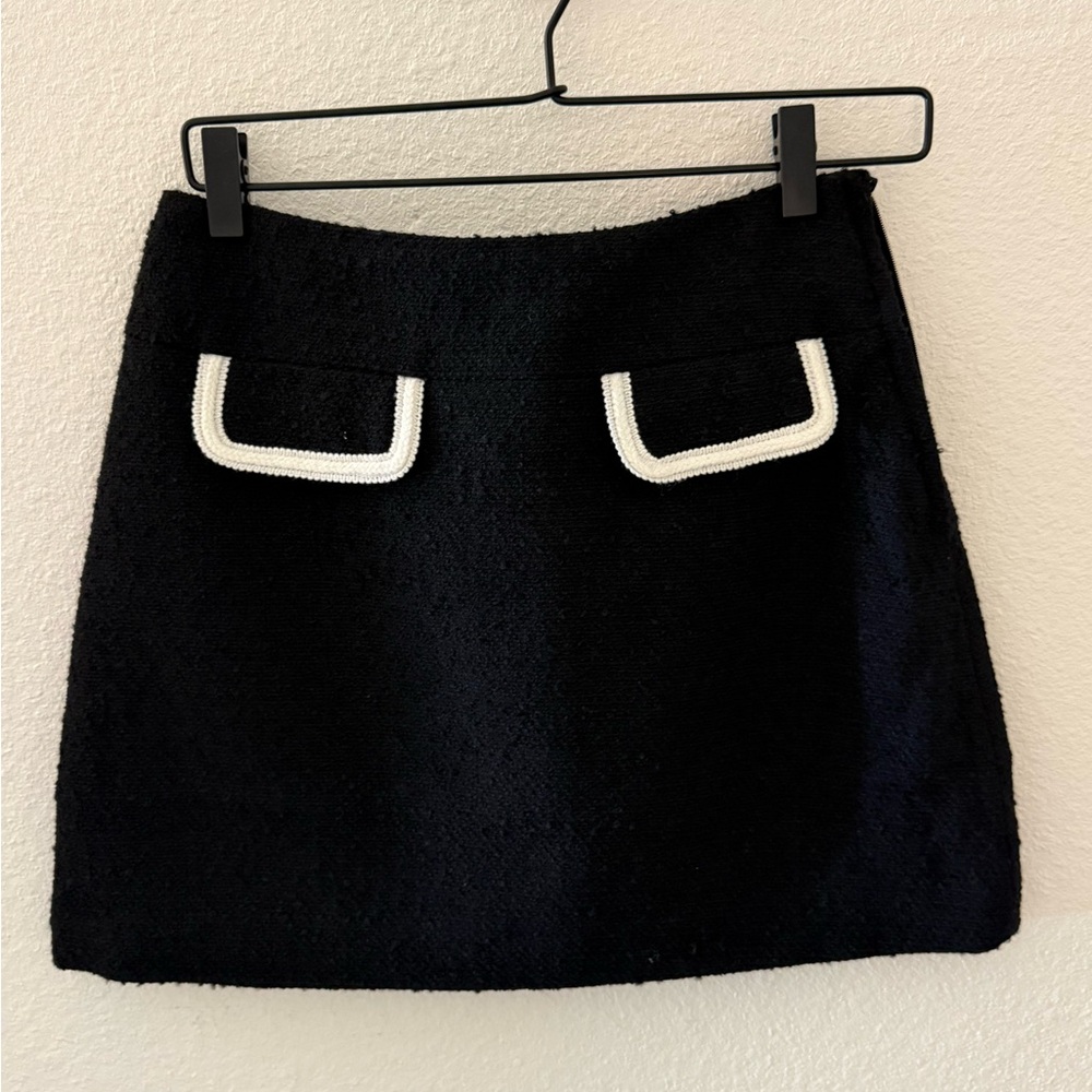 Elegant Black Skirt with White Accents